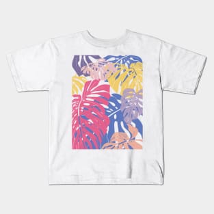 Abstract Colorful Monstera Leaves 21 Kids T-Shirt